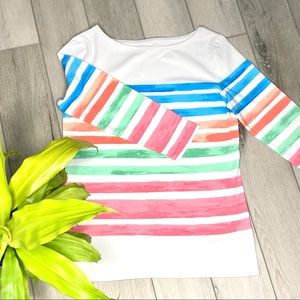 NWOT Talbots Semi-Rainbow Striped Tee